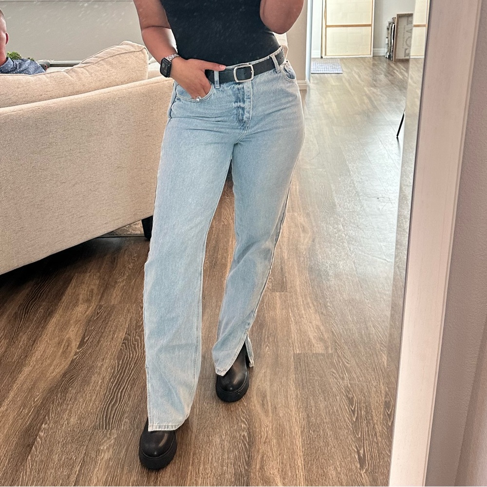 Fashion Nova Light Wash Split Hem Jeans (juniors)